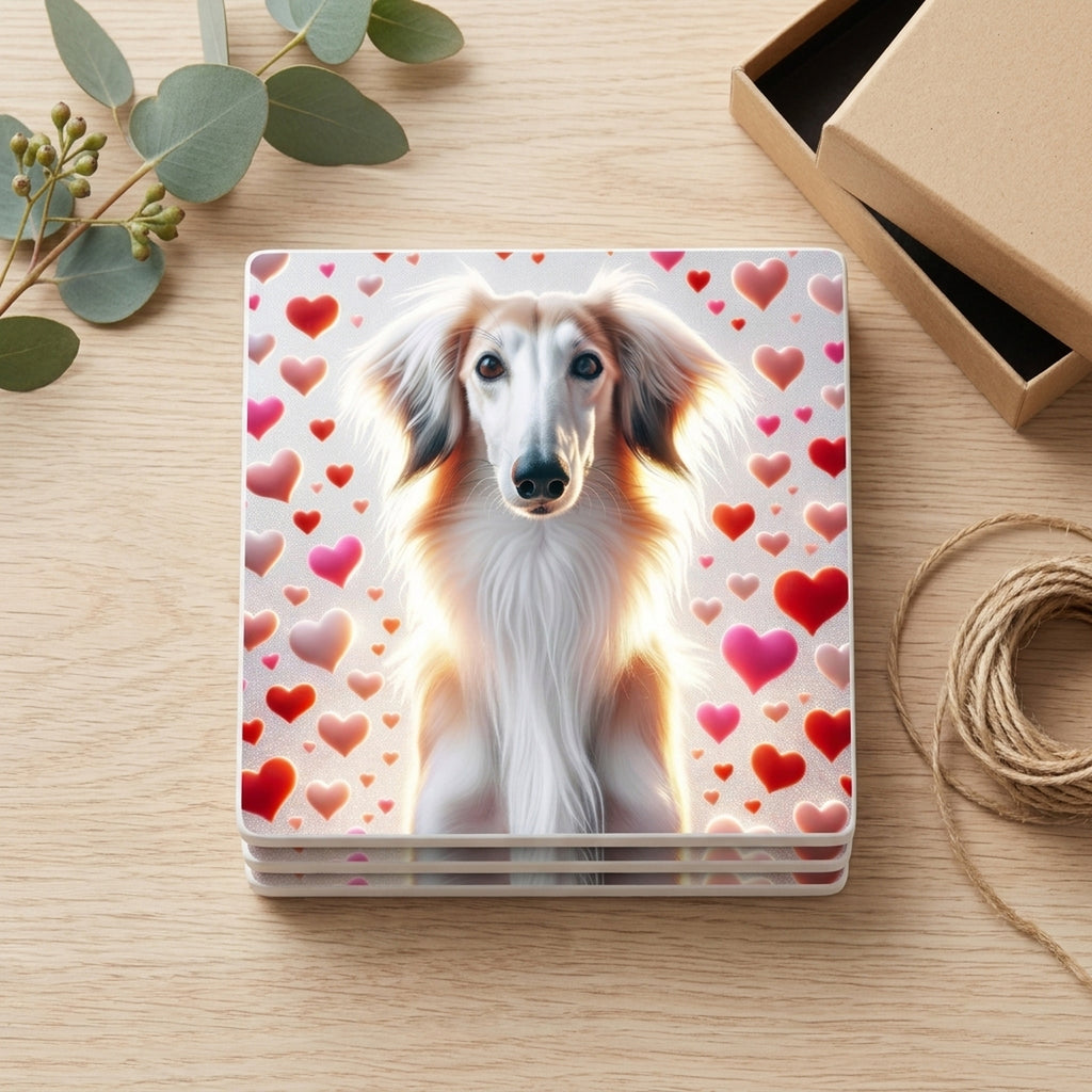Saluki ceramic coasters set of 4, gift set