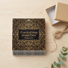 Philippians 4:13 ceramic coasters set of 4, gift set