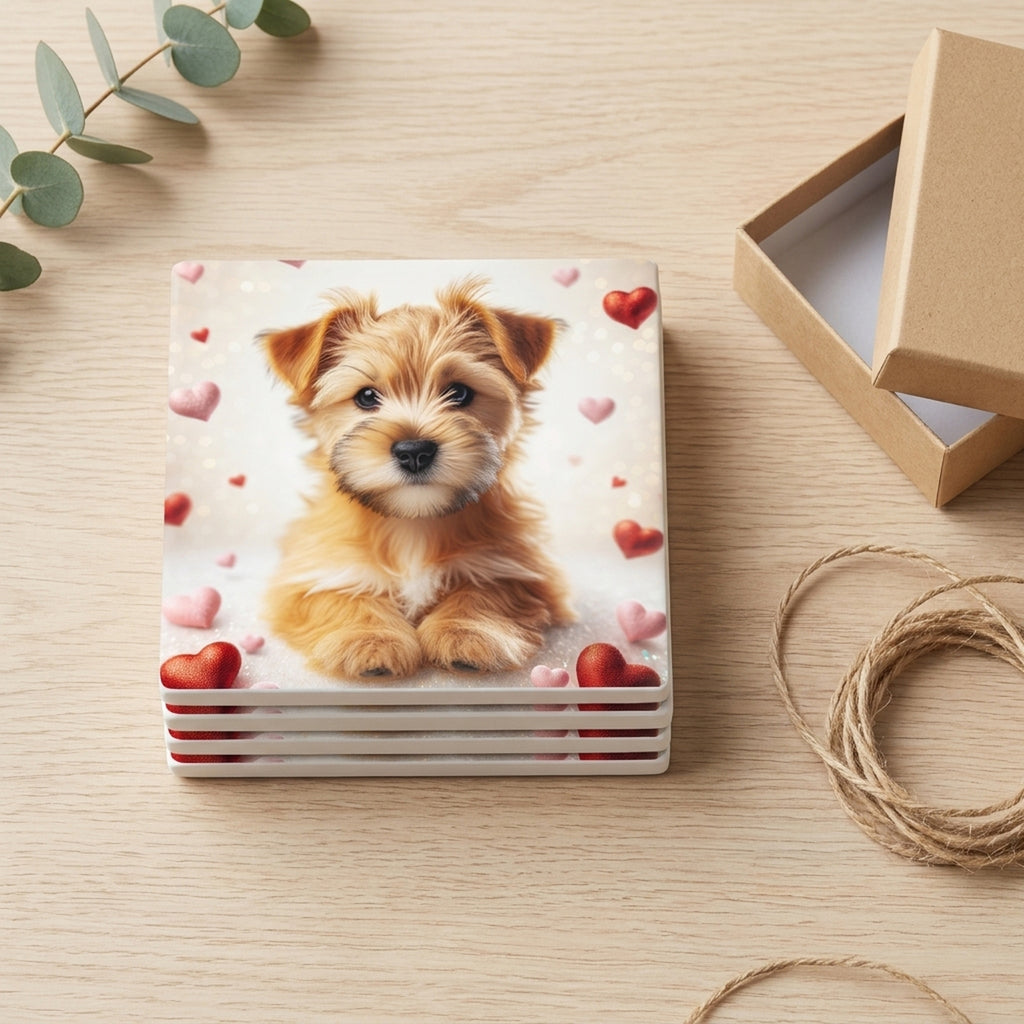 Norfolk Terrier ceramic coasters set of 4, gift set
