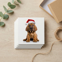 Bloodhound Puppy ceramic coasters set of 4, gift set