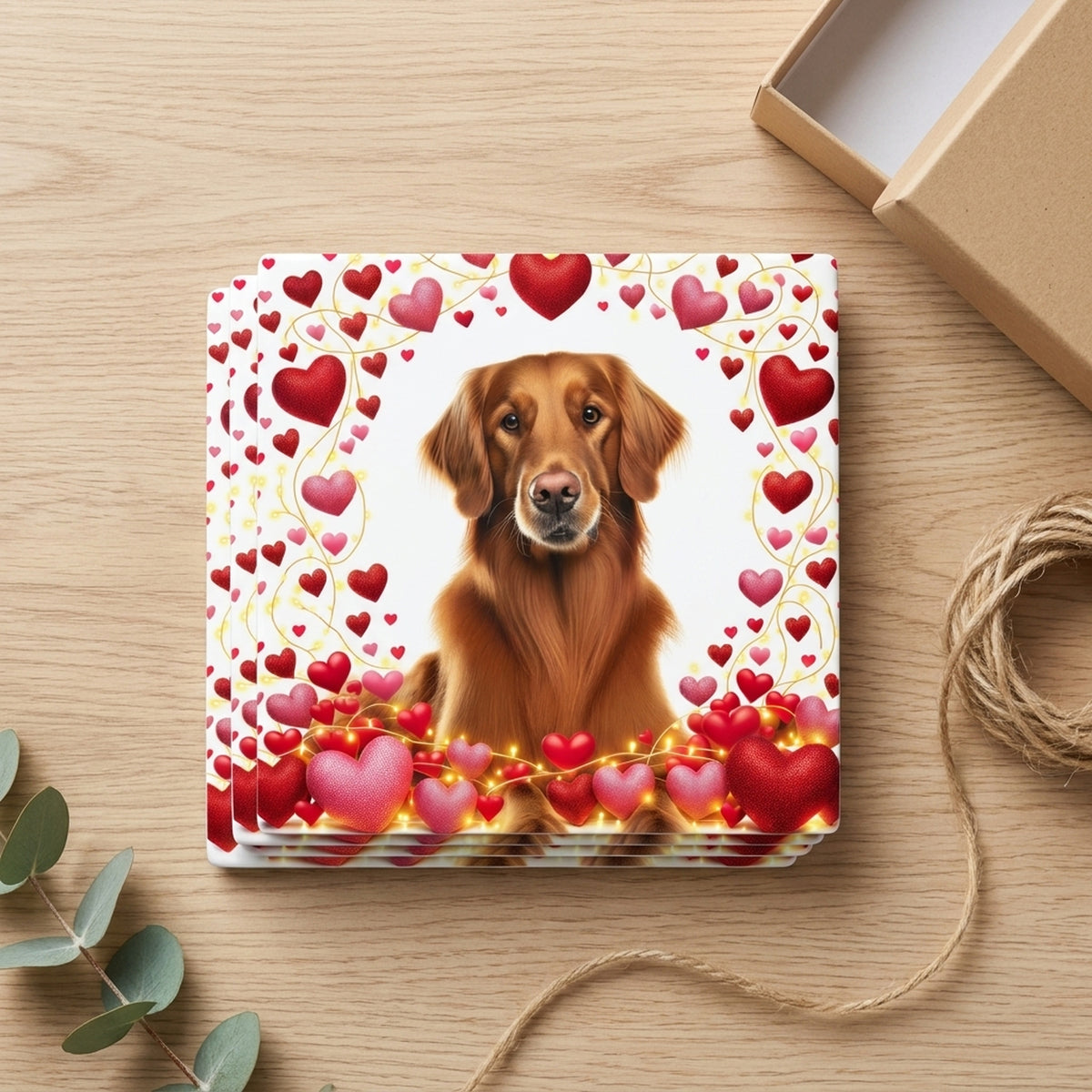 Golden Retriever ceramic coasters set of 4, gift set