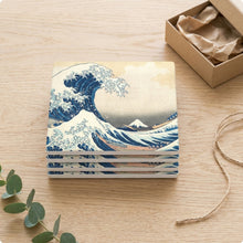 Great Wave ceramic coasters set of 4, gift set