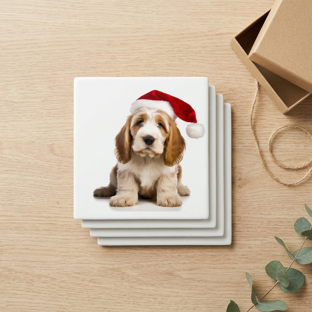 Grand Basset Griffon Vendéen Puppy ceramic coasters set of 4, gift set