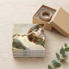 Creation Of Adam ceramic coasters set of 4, gift set
