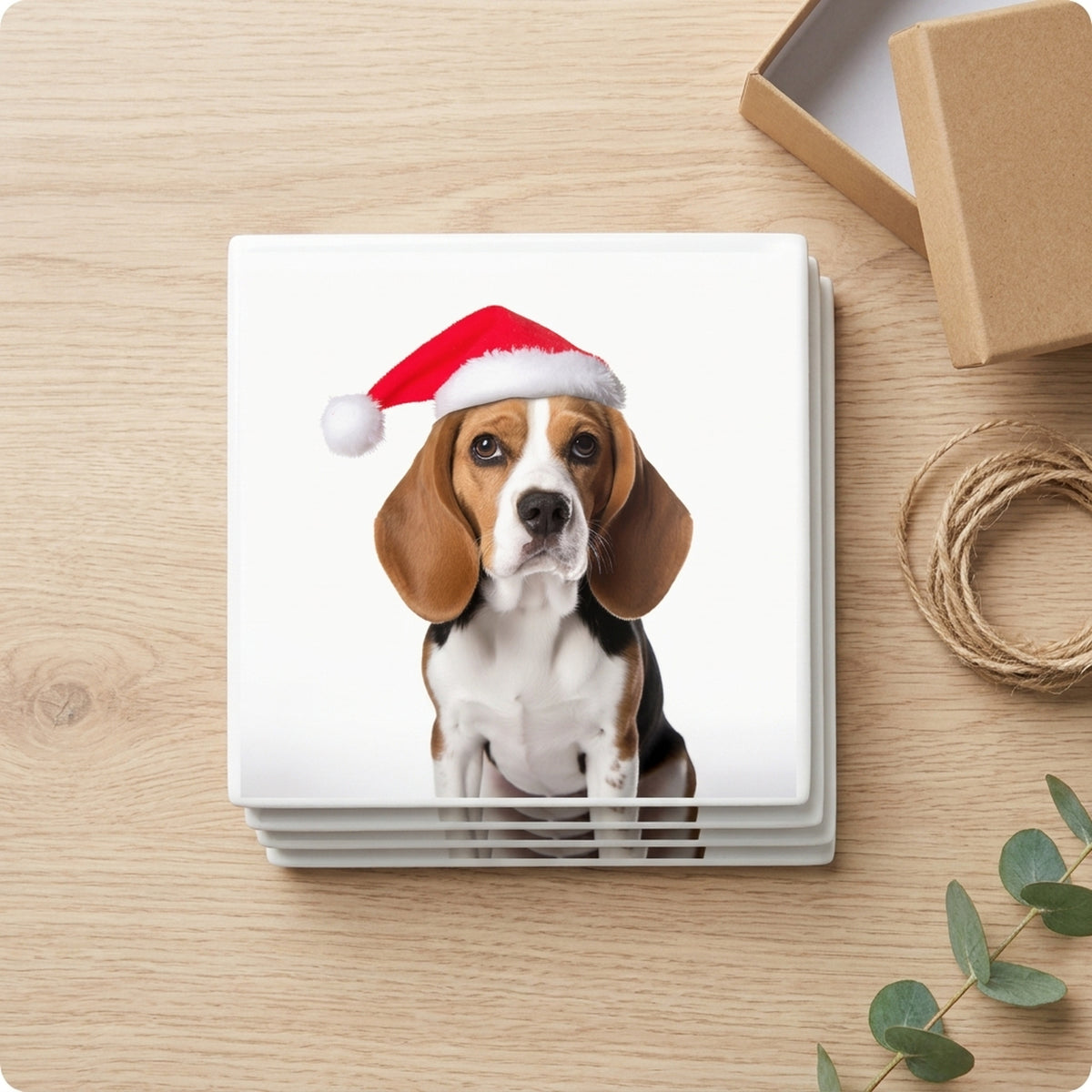 Beagle ceramic coasters set of 4, gift set