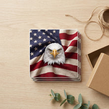 Patriotic Eagle & Flag ceramic coasters set of 4, gift set