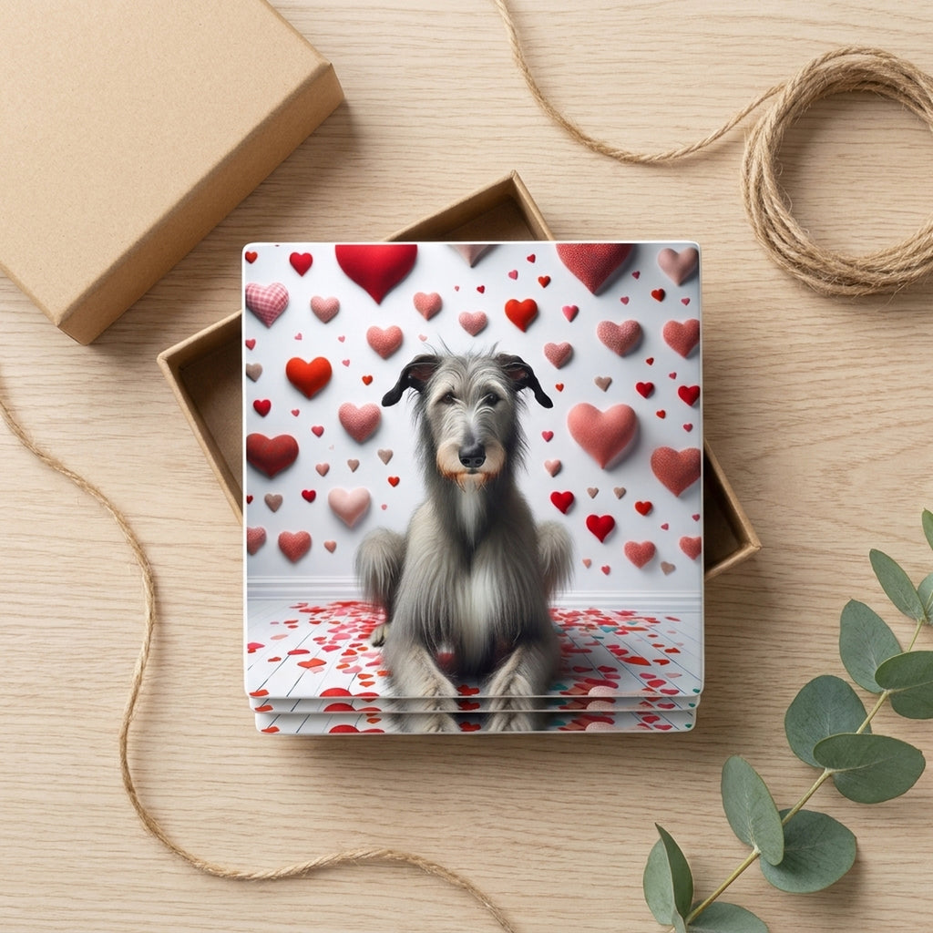 Scottish Deerhound ceramic coasters set of 4, gift set