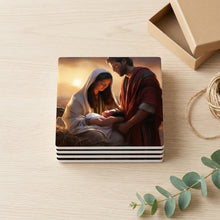Warm Sunset Nativity ceramic coasters set of 4, gift set