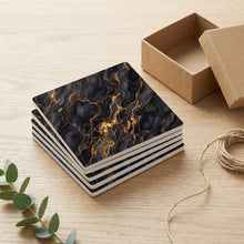 Black Gold Marble ceramic coasters set of 4, gift set
