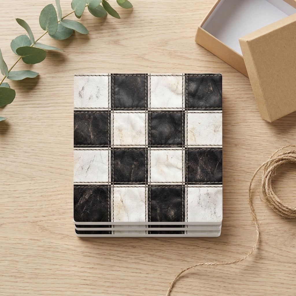 Checkered Racing Flag ceramic coasters set of 4, gift set