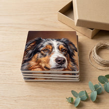 Australian Shepherd Portrait ceramic coasters set of 4, gift set