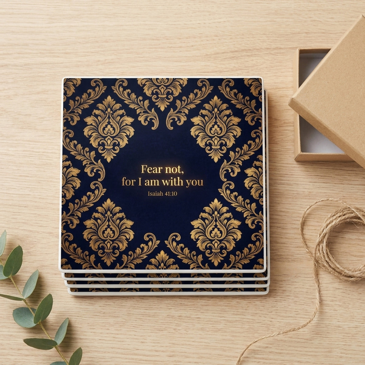Isaiah 41:10 ceramic coasters set of 4, gift set