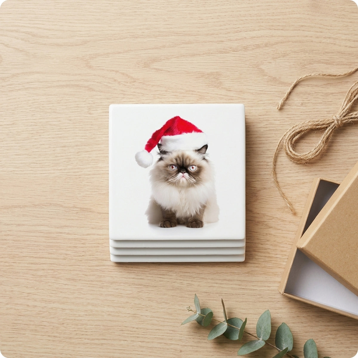 Himalayan Cat ceramic coasters set of 4, gift set
