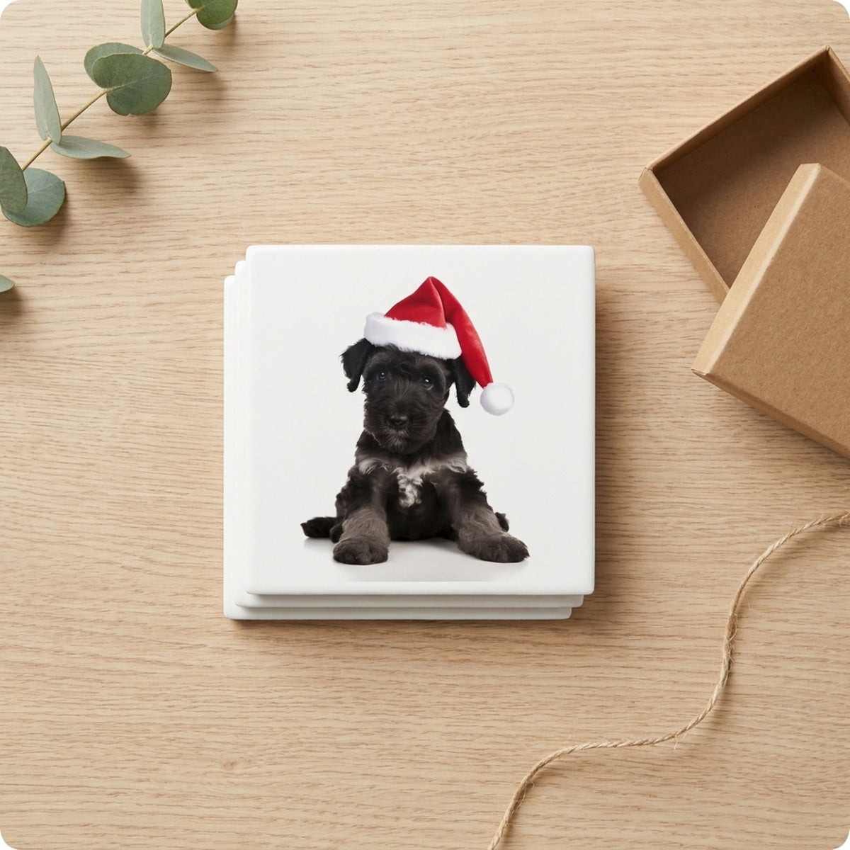 Kerry Blue Terrier Puppy ceramic coasters set of 4, gift set