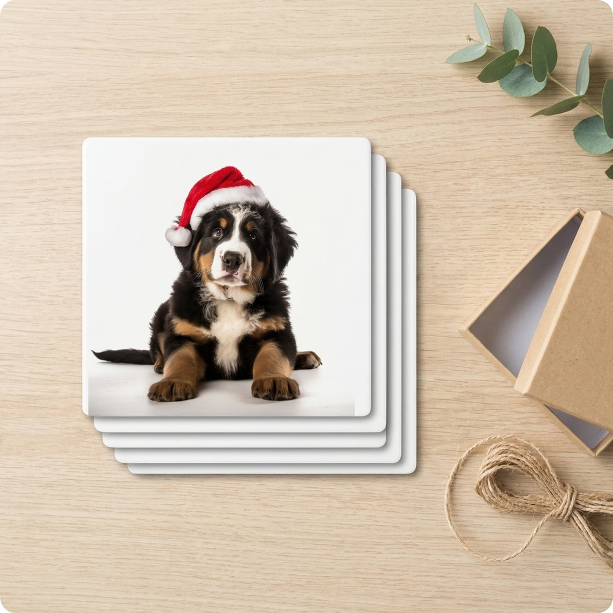 Greater Swiss Mountain Dog Puppy ceramic coasters set of 4, gift set