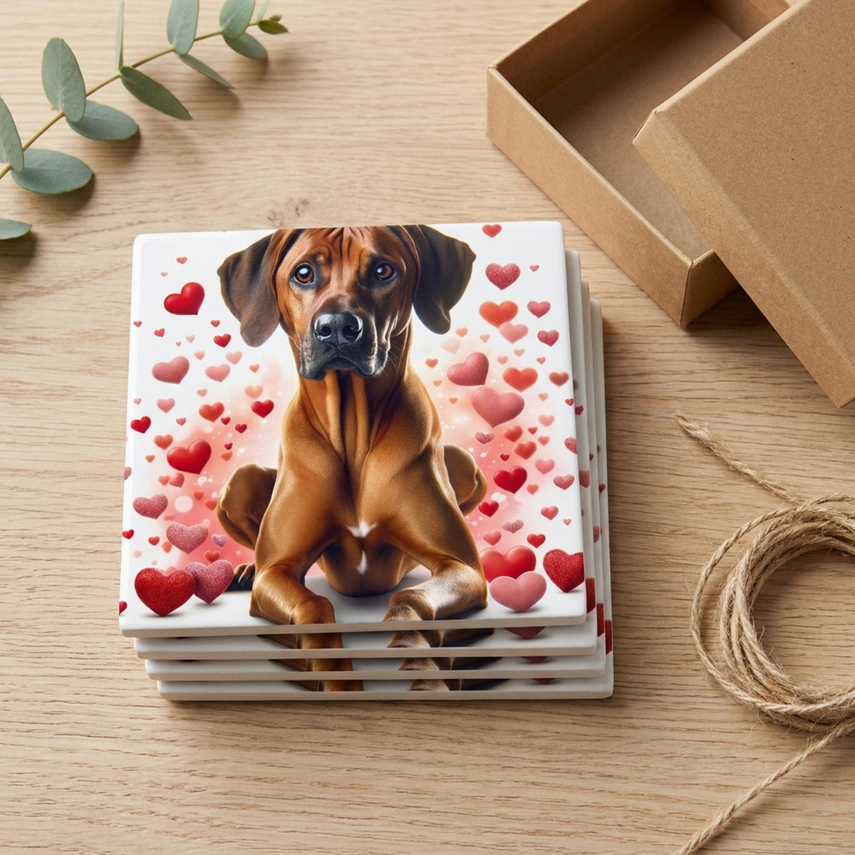 Rhodesian Ridgeback ceramic coasters set of 4, gift set