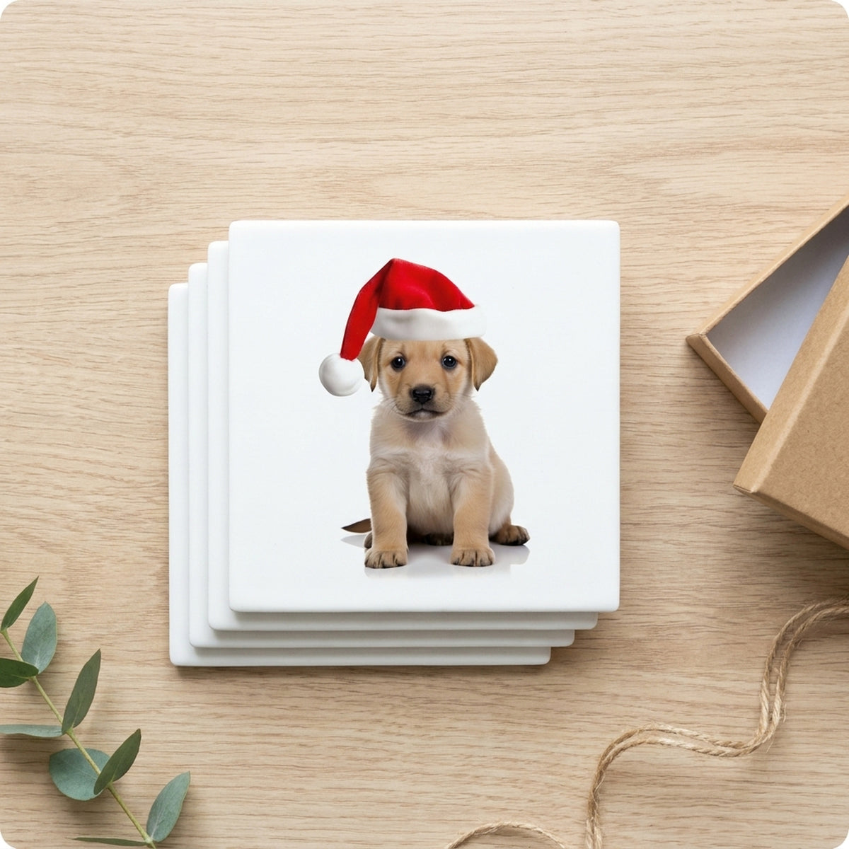 Chinook Puppy ceramic coasters set of 4, gift set