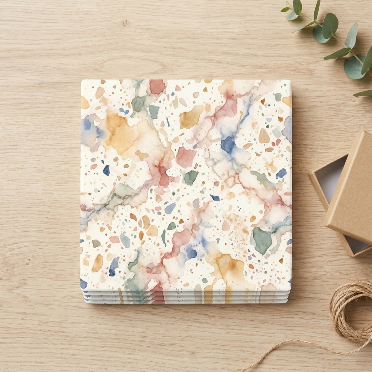 Terrazzo ceramic coasters set of 4, gift set