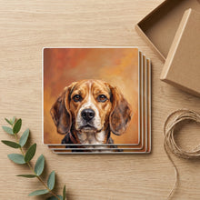 Beagle Portrait ceramic coasters set of 4, gift set