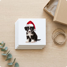 Border Collie Puppy ceramic coasters set of 4, gift set