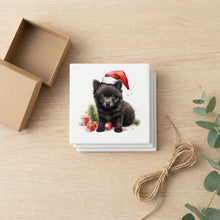 Schipperke Puppy Drawing ceramic coasters set of 4, gift set