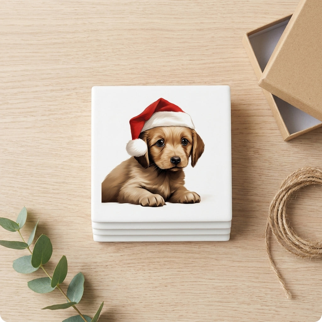 Harrier Puppy Drawing ceramic coasters set of 4, gift set