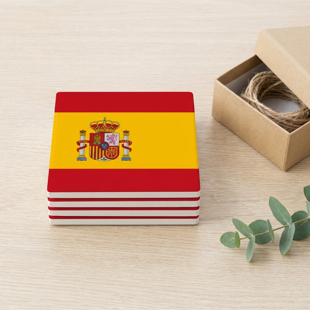 Spain Flag Pride ceramic coasters set of 4, gift set