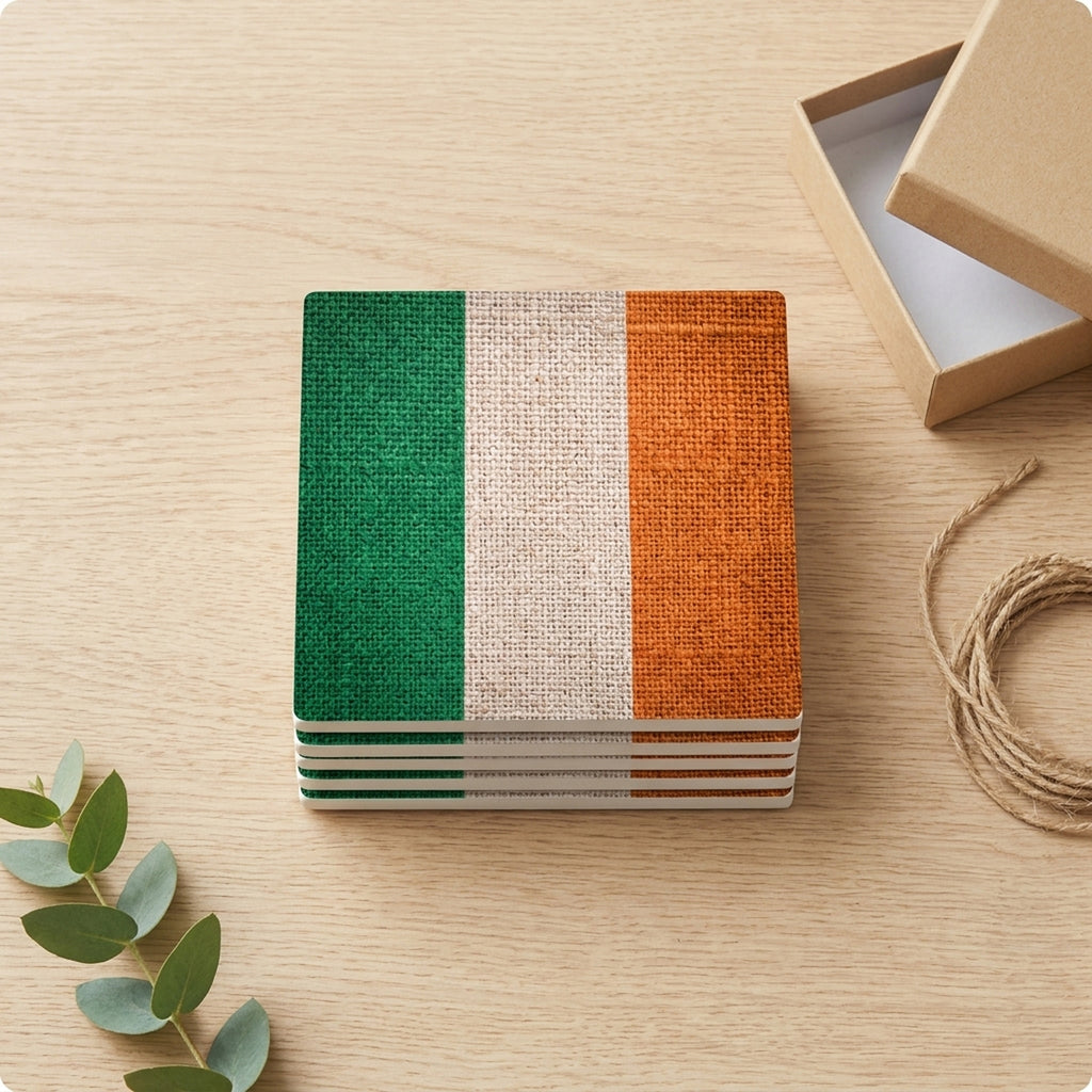 Ireland Flag Pride ceramic coasters set of 4, gift set
