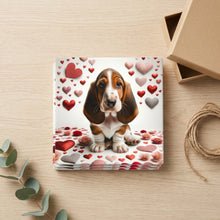 Basset Hound ceramic coasters set of 4, gift set