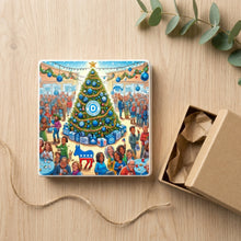 Blue Democratic Christmas ceramic coasters set of 4, gift set