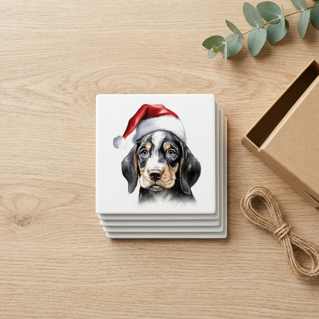 Bluetick Coonhound Puppy Drawing ceramic coasters set of 4, gift set