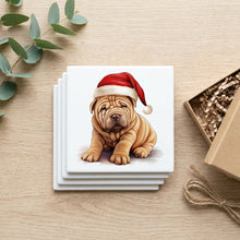 Chinese Shar-Pei Puppy Drawing ceramic coasters set of 4, gift set