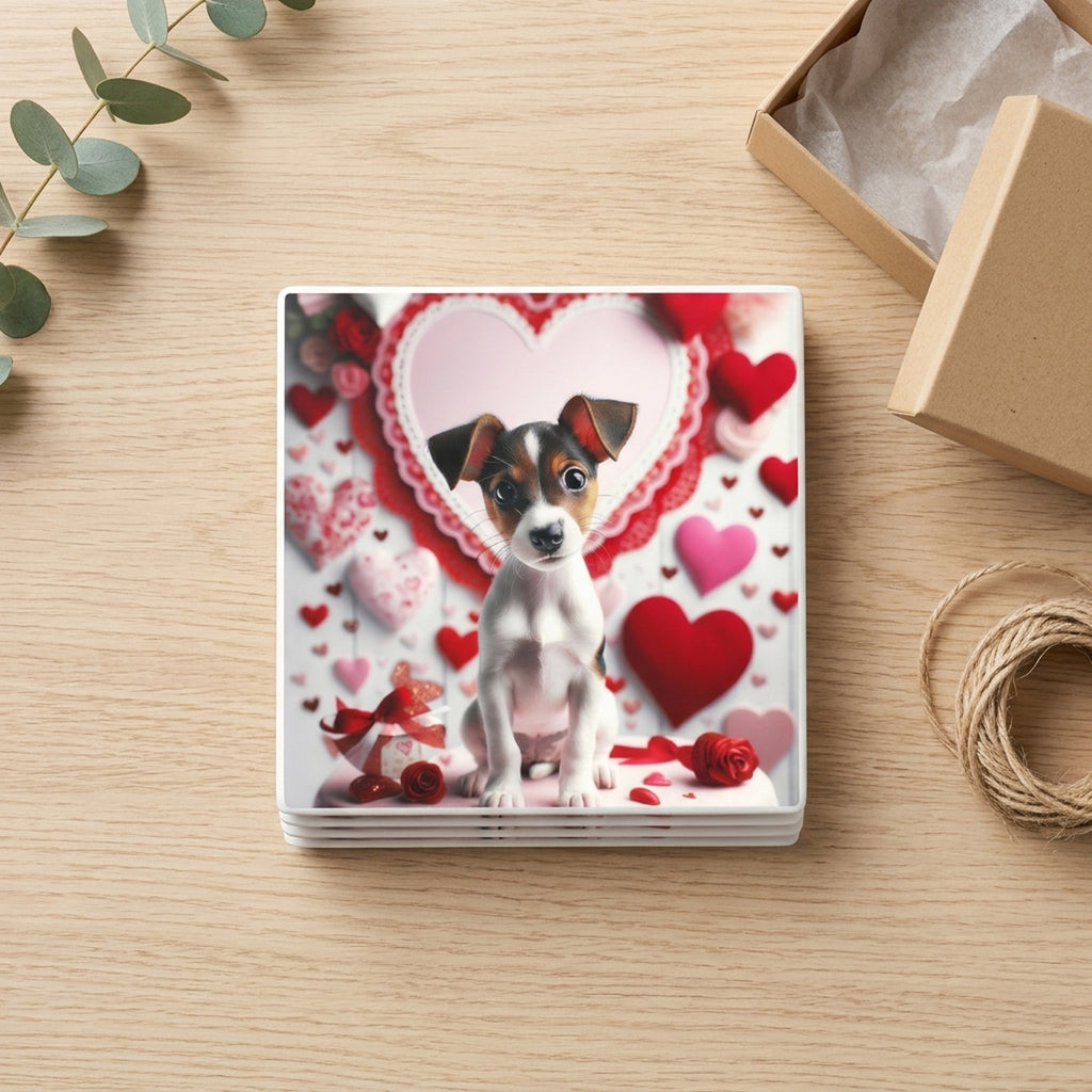 Jack Russell Terrier ceramic coasters set of 4, gift set