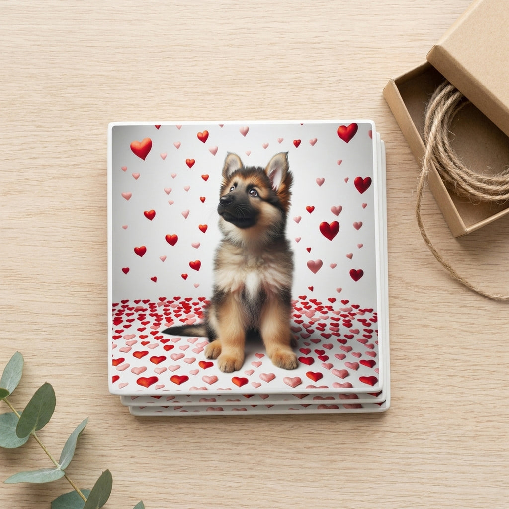 German Shepherd Dog ceramic coasters set of 4, gift set