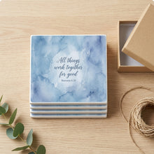 Romans 8:28 ceramic coasters set of 4, gift set