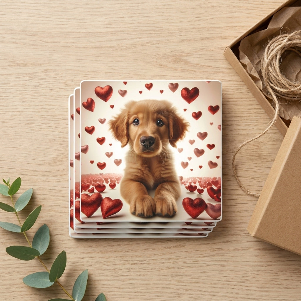 Golden Retriever ceramic coasters set of 4, gift set