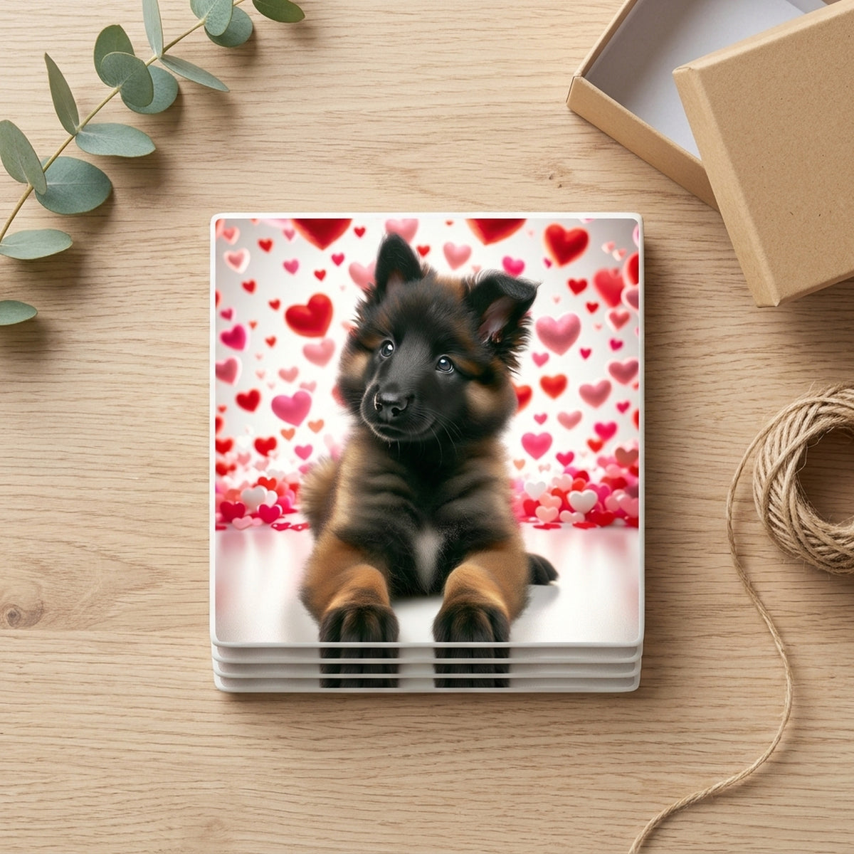 German Shepherd Dog ceramic coasters set of 4, gift set