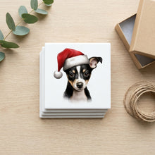 Rat Terrier Puppy Drawing ceramic coasters set of 4, gift set