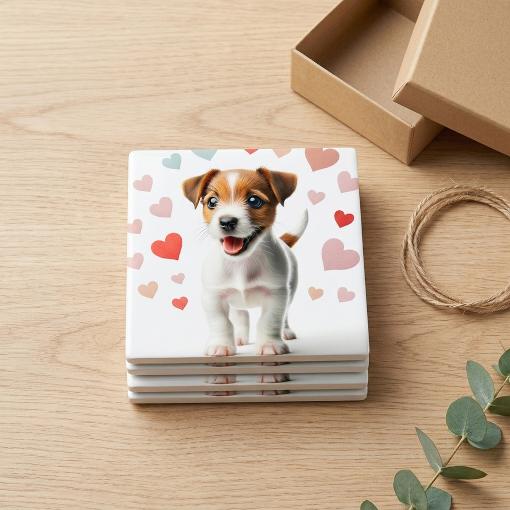 Jack Russell Terrier ceramic coasters set of 4, gift set