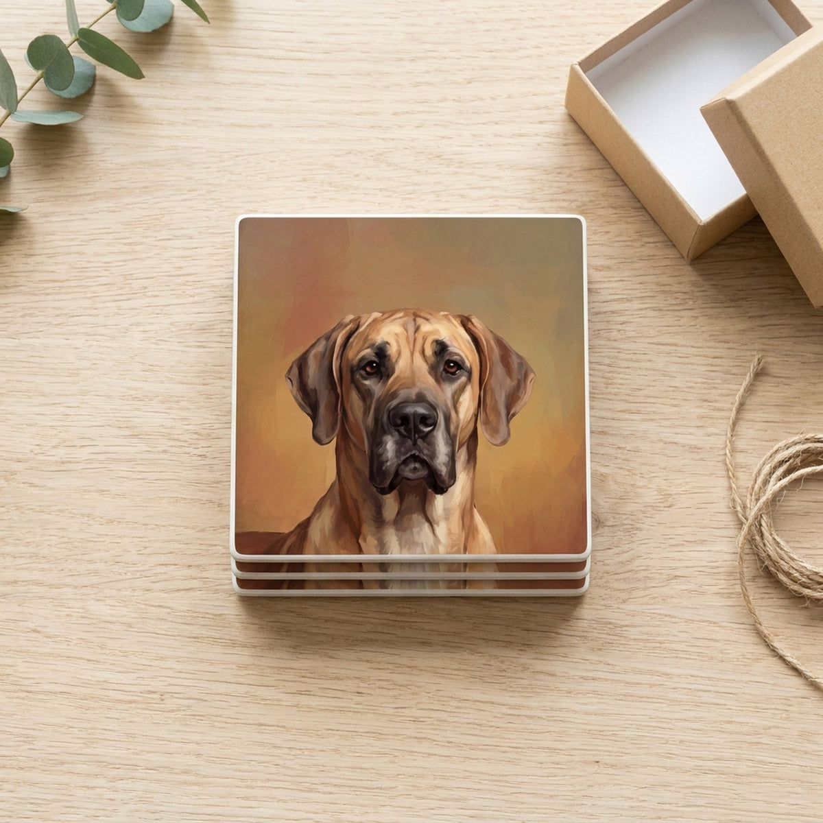 Great Dane Portrait ceramic coasters set of 4, gift set