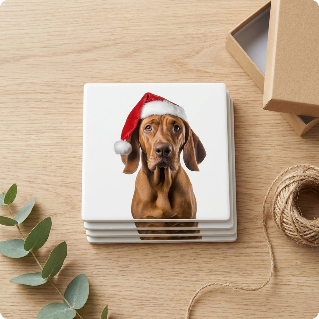 Redbone Coonhound ceramic coasters set of 4, gift set