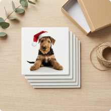 Airedale Terrier Puppy ceramic coasters set of 4, gift set