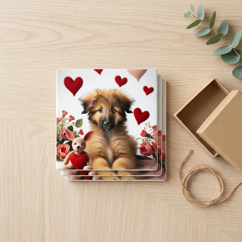 German Shepherd Dog ceramic coasters set of 4, gift set