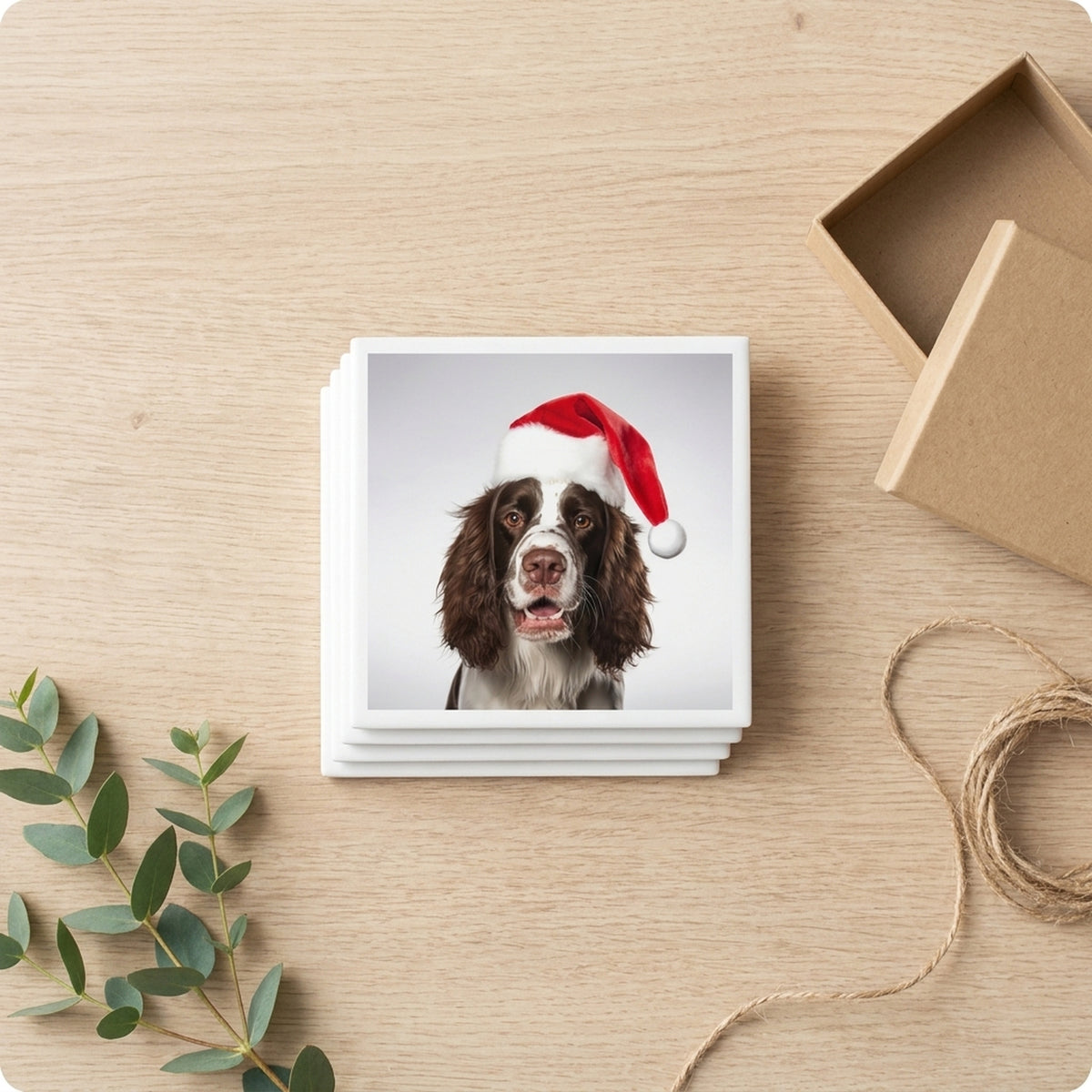 English Springer Spaniel ceramic coasters set of 4, gift set
