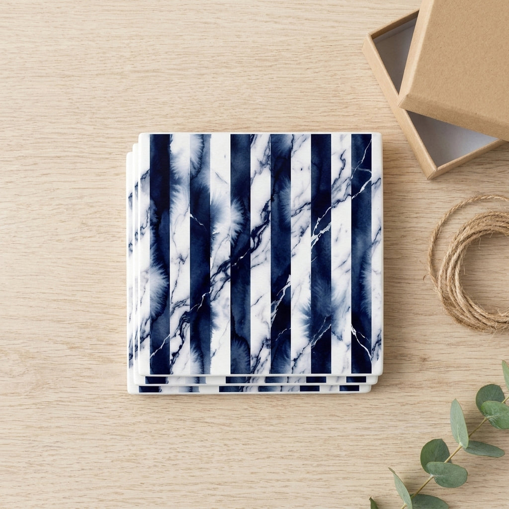 Bold Stripes ceramic coasters set of 4, gift set