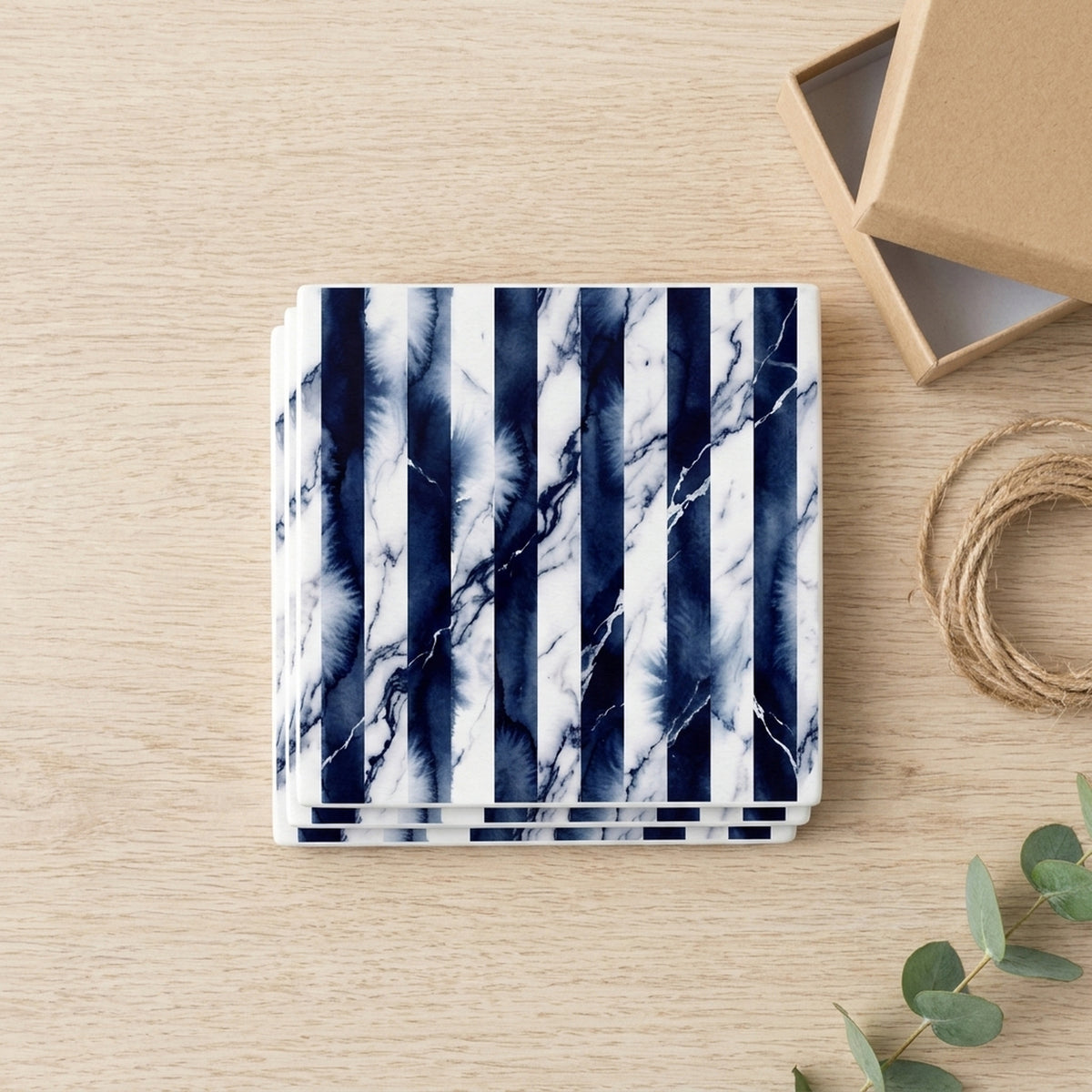 Bold Stripes ceramic coasters set of 4, gift set