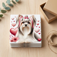 Biewer Terrier ceramic coasters set of 4, gift set