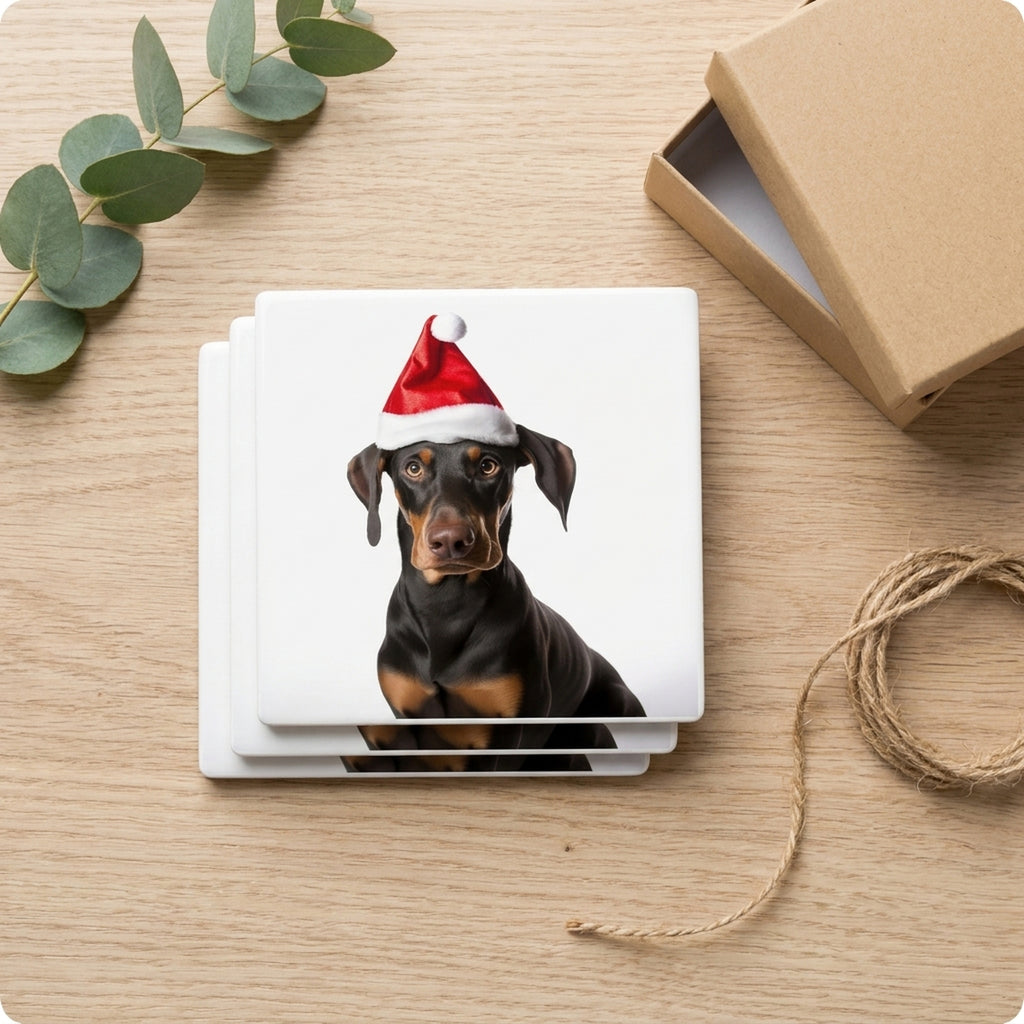 Doberman Pinscher ceramic coasters set of 4, gift set