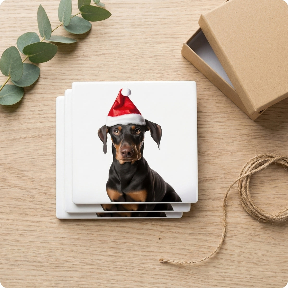 Doberman Pinscher ceramic coasters set of 4, gift set