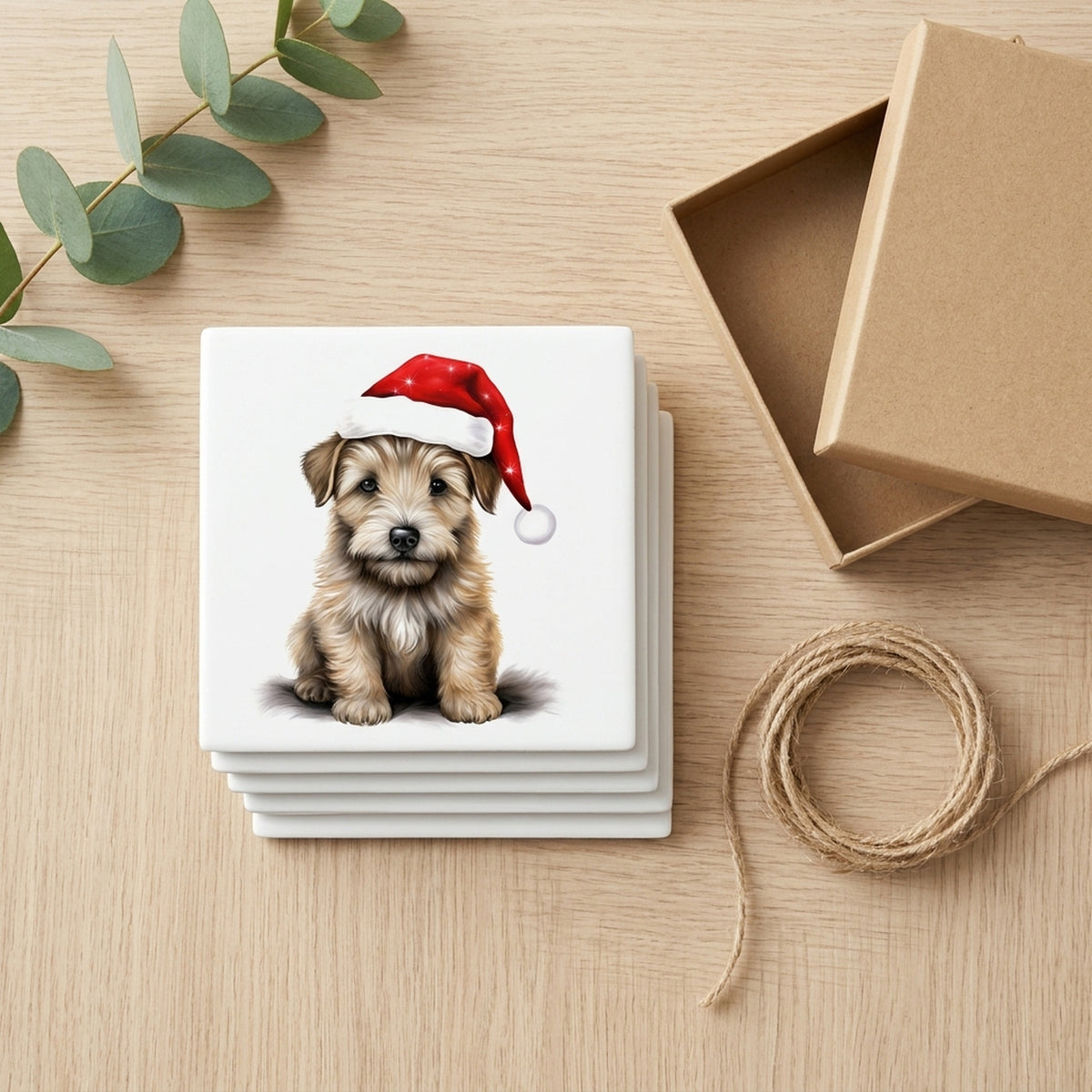 Glen of Imaal Terrier Puppy Drawing ceramic coasters set of 4, gift set
